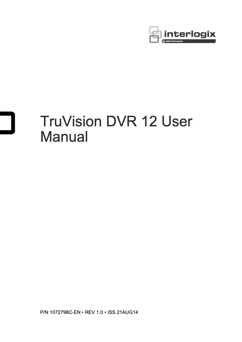 Page 1 of the manual User Manual Interlogix TruVision TVR-1208