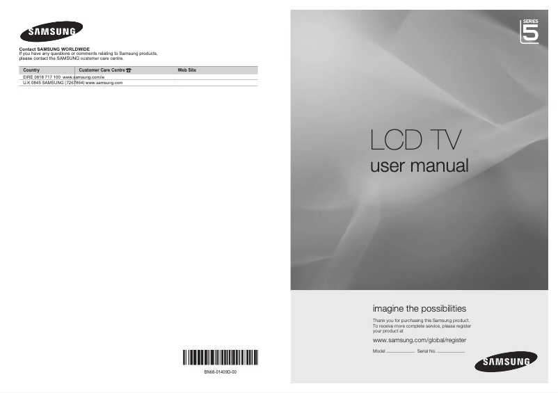 First page image of the manual for LE46A559P4F