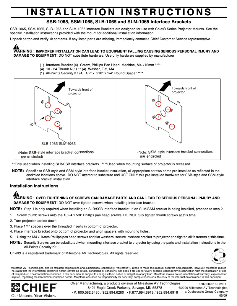Page 1 of the manual User Manual Chief RPMA1065
