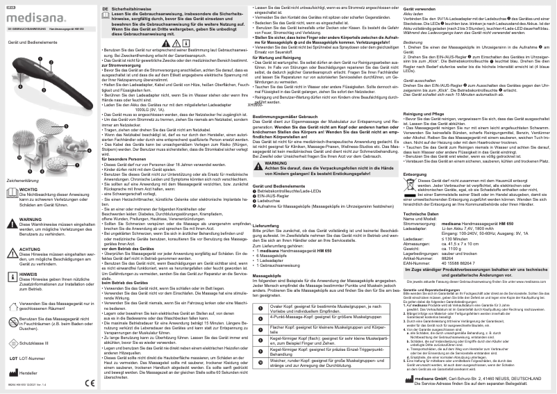 Page 1 of the manual User Manual Medisana HM 650