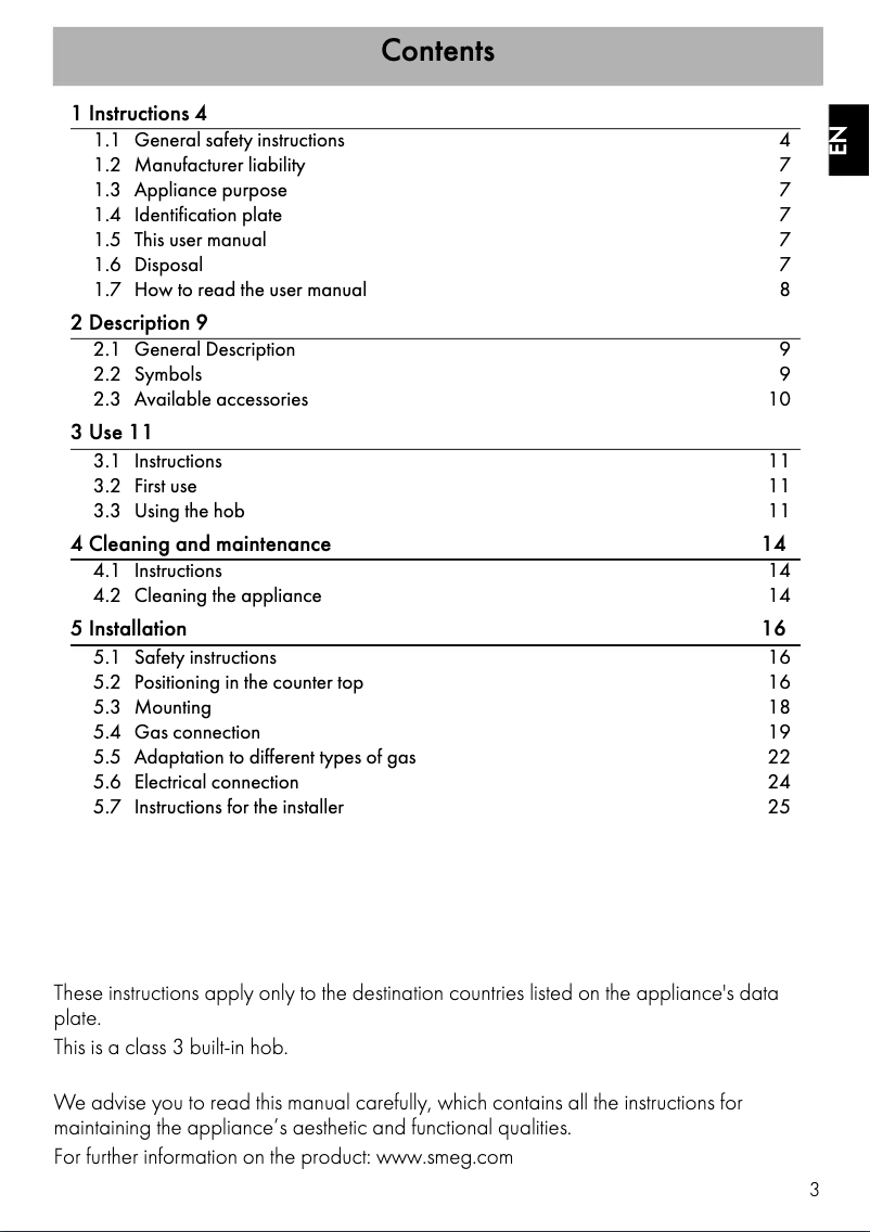 Page 1 of the manual User Manual Smeg PGA31G