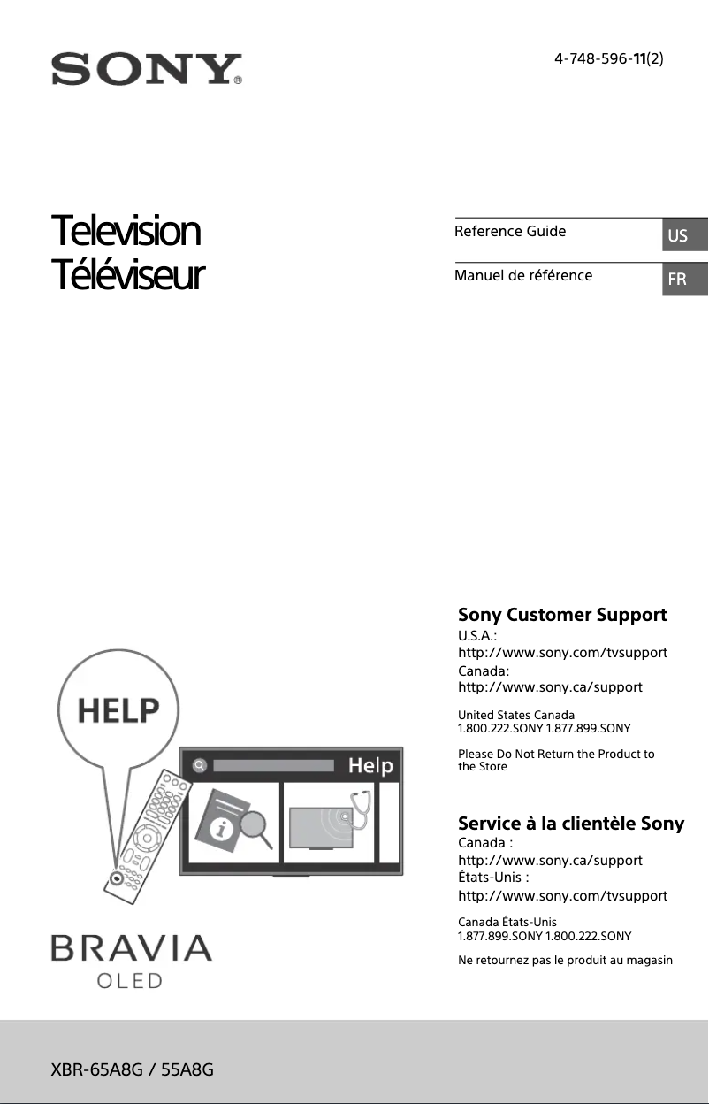 Page 1 of the manual User Manual Sony XBR-65A8G