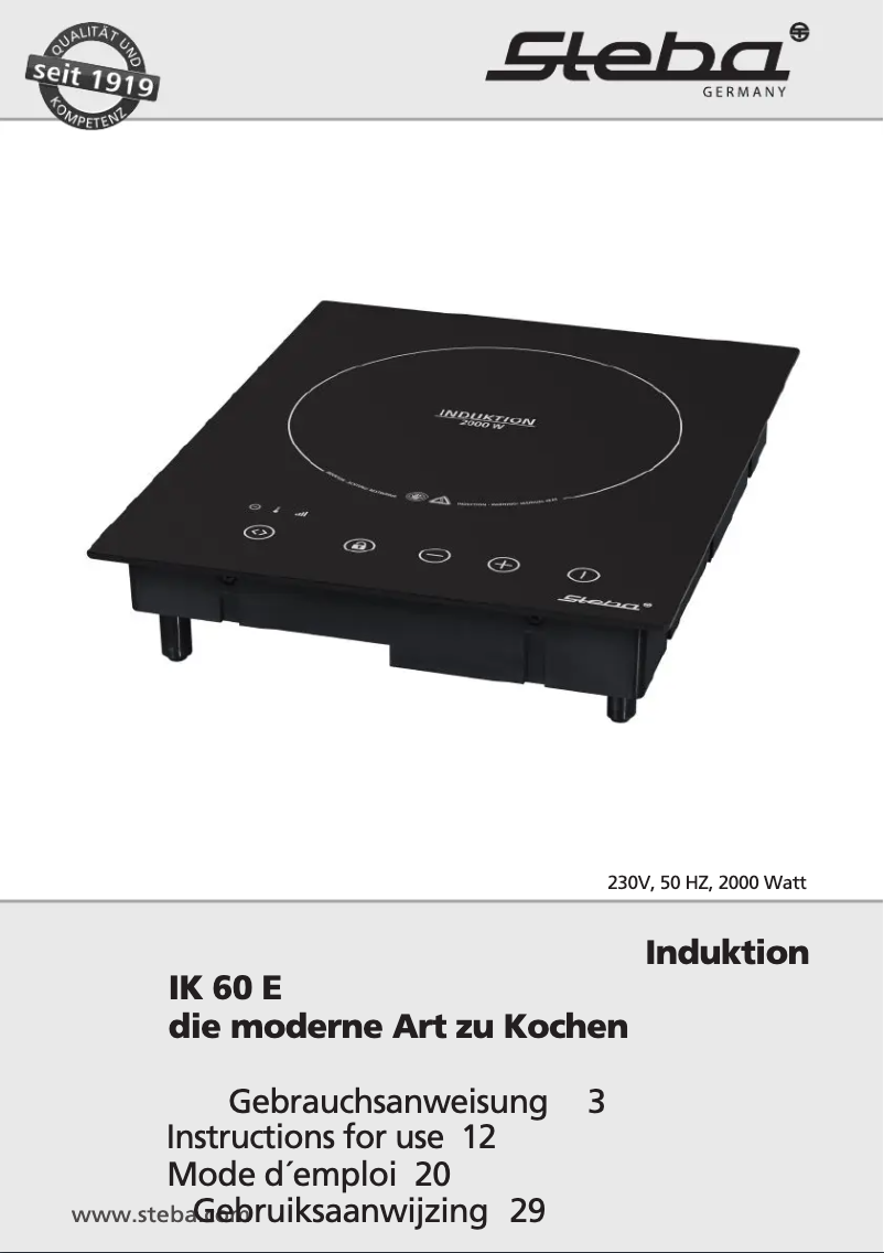 First page image of the manual for IK 60 E