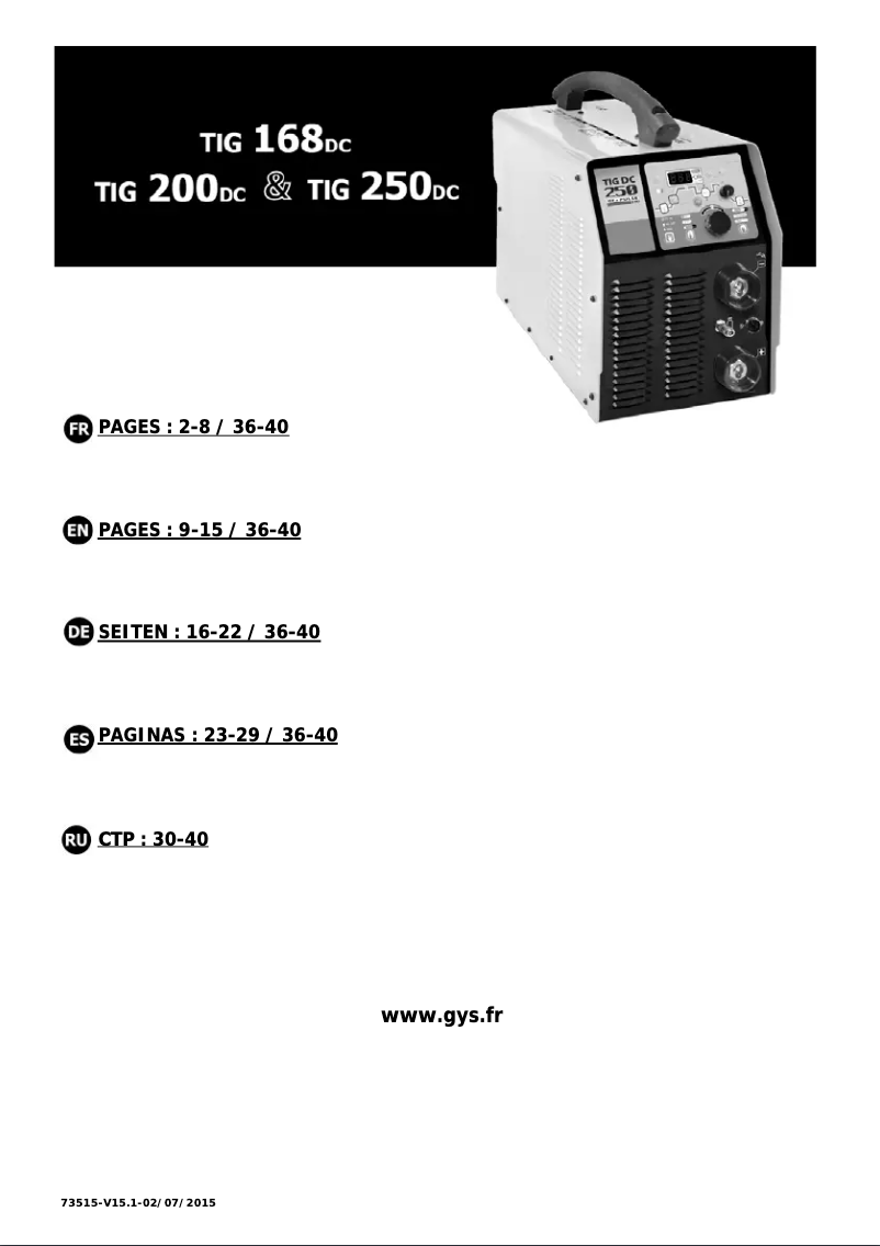 Image de la première page du manuel de l'appareil TIG 200 DC HF FV