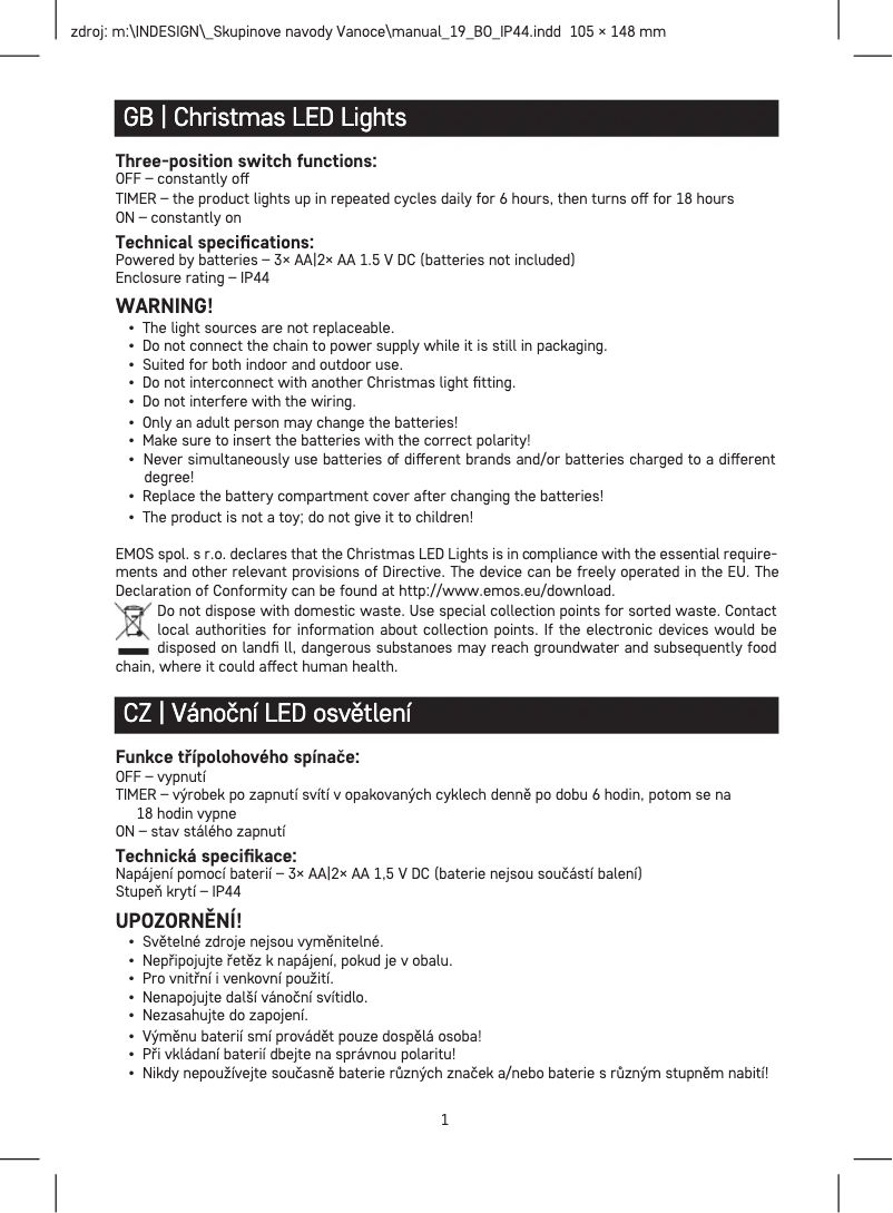 First page image of the manual for D4FW03