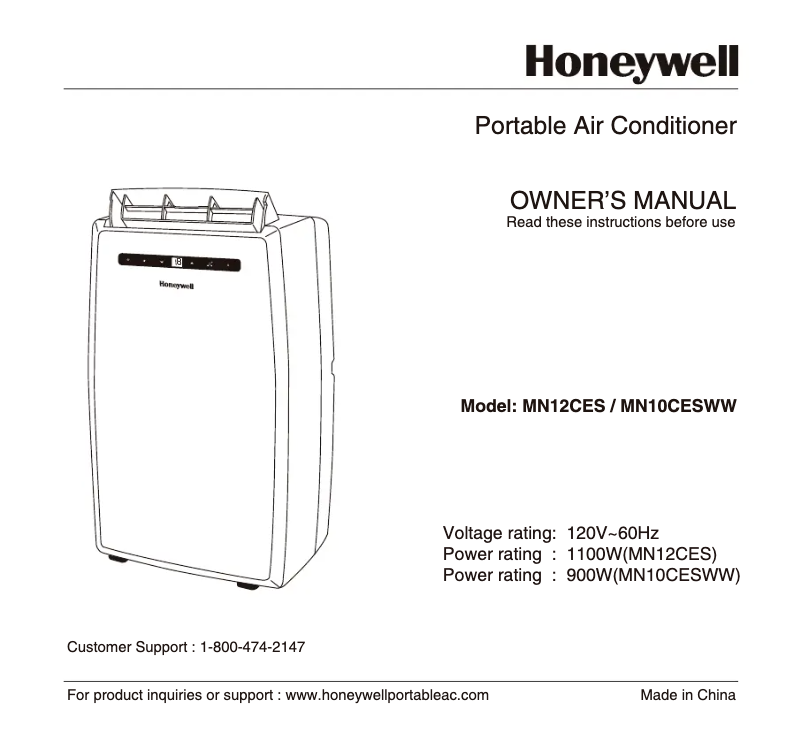Page 1 of the manual User Manual Honeywell MN12CESBB