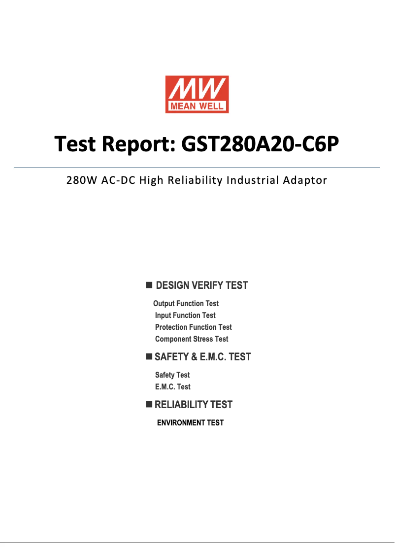 Page 1 of the manual Technical Sheet Mean Well GST280A20-C6P