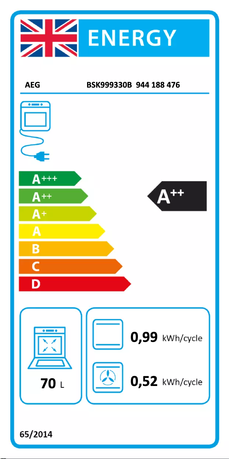 Page 1 of the manual Energy Label AEG BSK999330B
