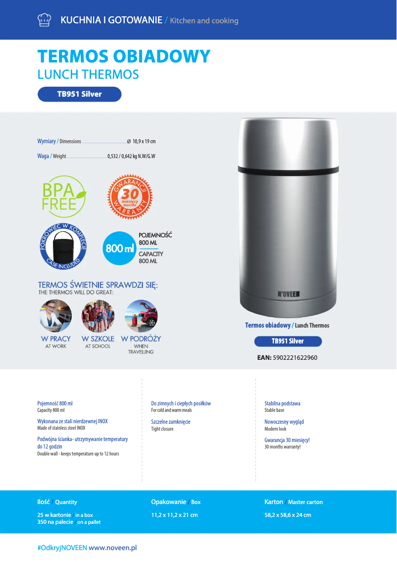 Page 1 of the manual User Manual N'oveen TB951