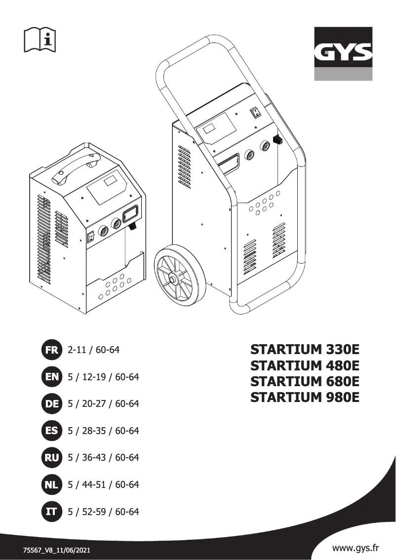 First page image of the manual for Startium 980E