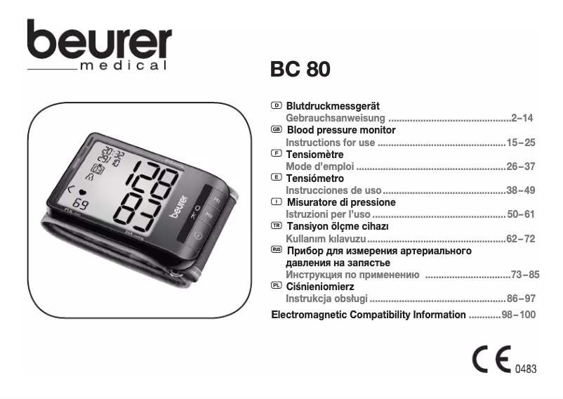 Page 1 of the manual User Manual Beurer BC 80