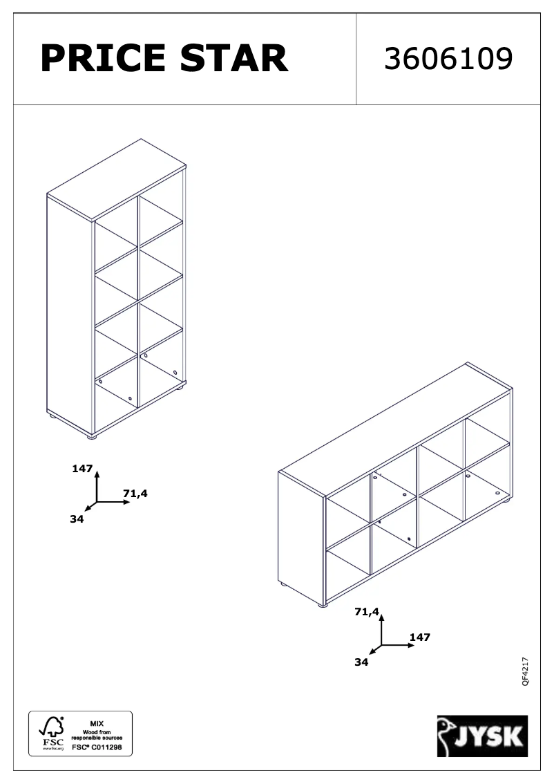 Page 1 of the manual User Manual JYSK Haldager (72x147x34)
