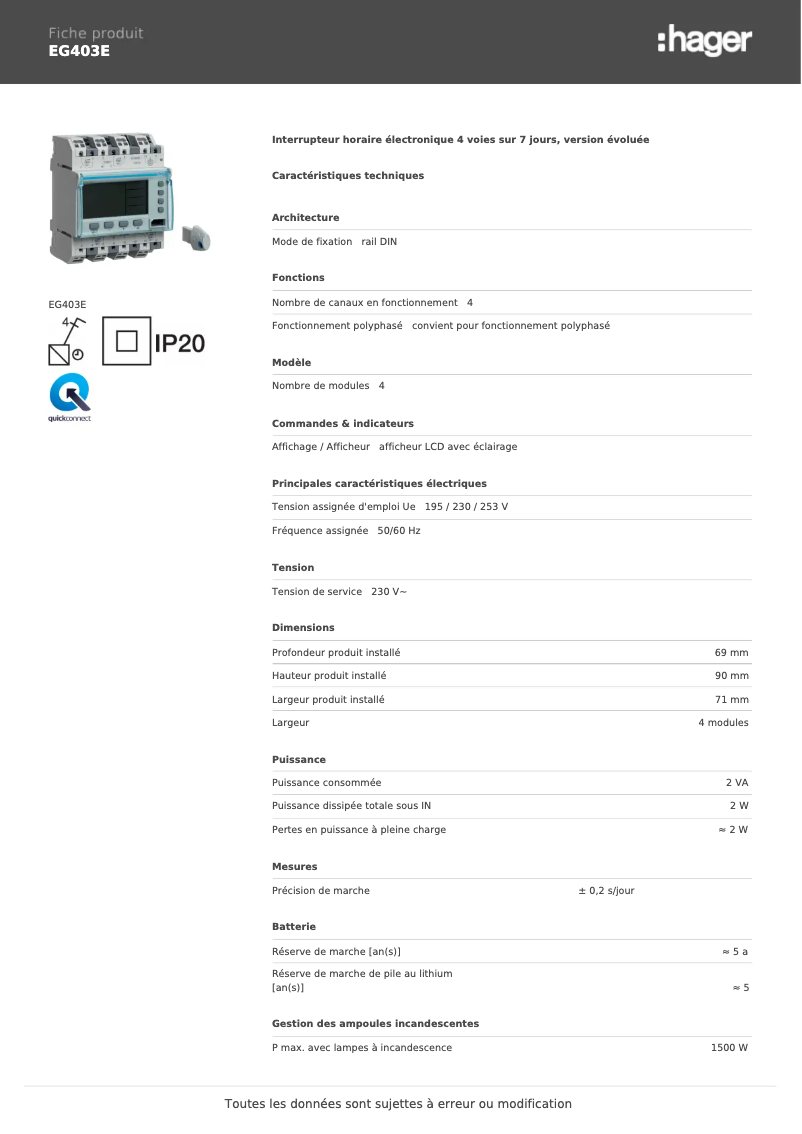 First page image of the manual for EG403E