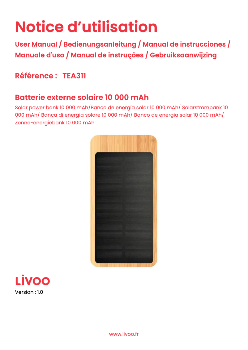 Page 1 of the manual User Manual Livoo TEA311