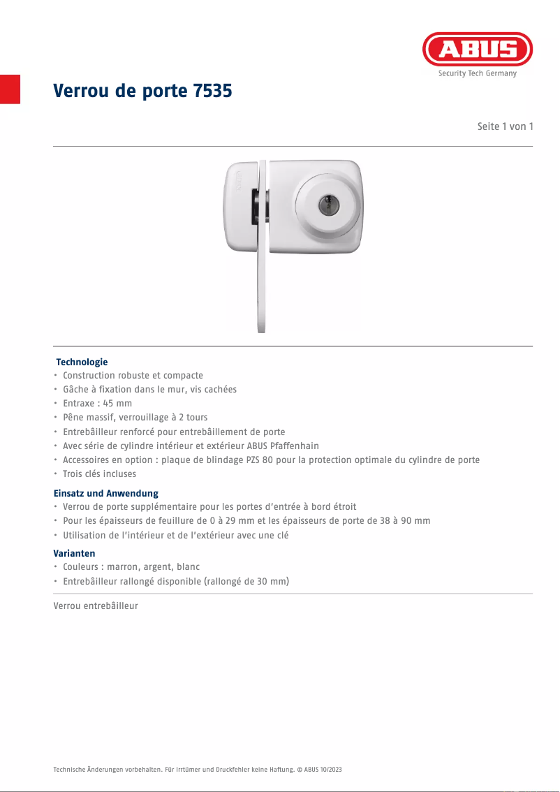 First page image of the manual for 7535