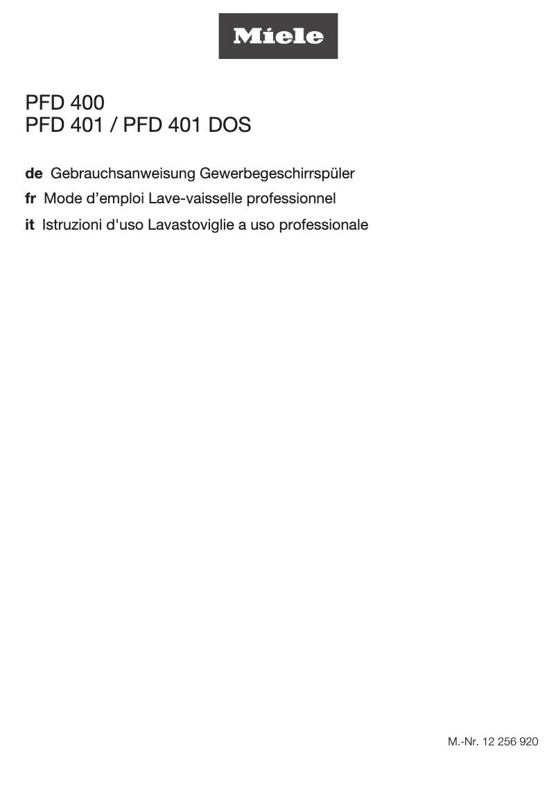 Page 1 of the manual User Manual Miele PFD 400 WB Speed
