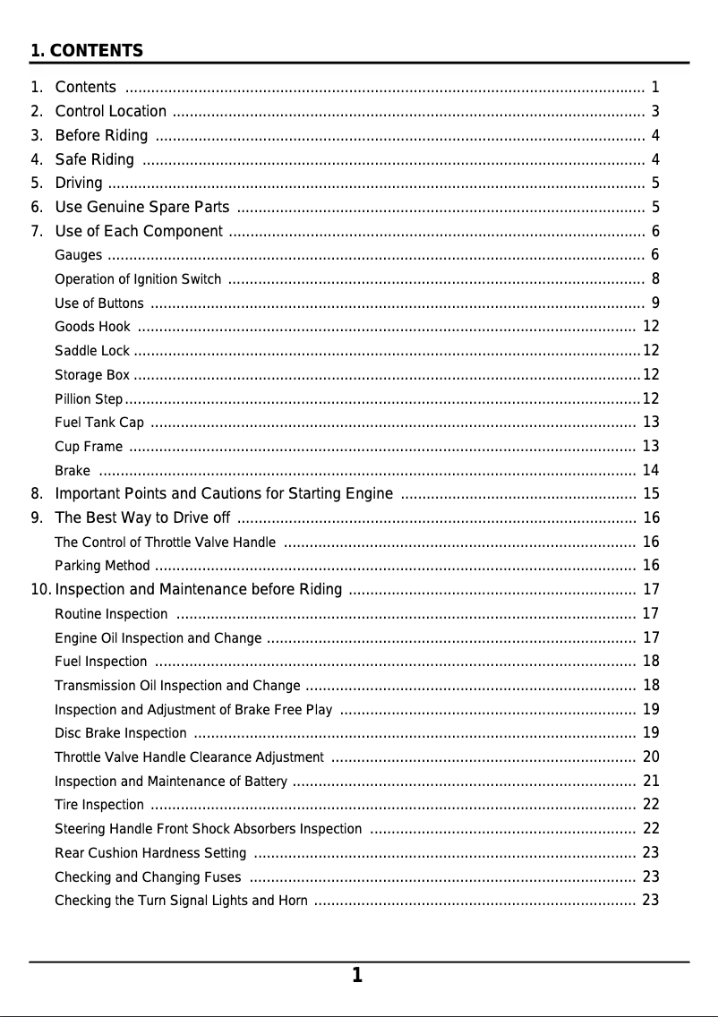 Page 1 of the manual User Manual SYM GTS 250 Joymax
