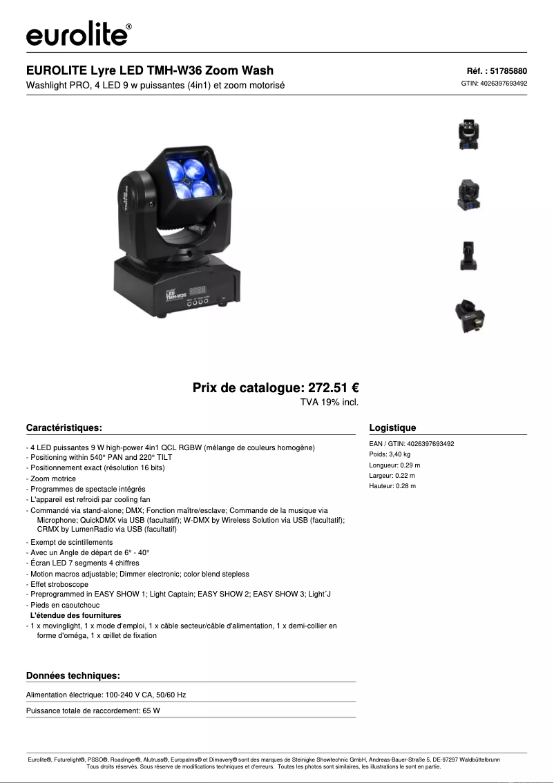 First page image of the manual for LED TMH-W36