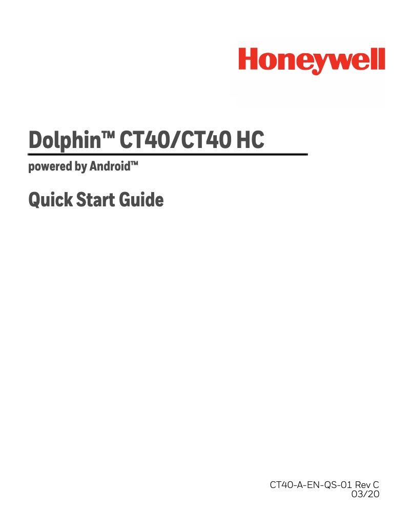 First page image of the manual for Dolphin CT40 HC
