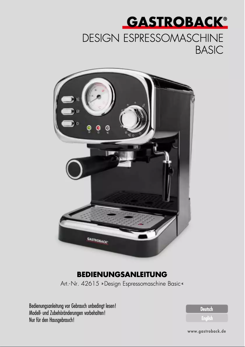 First page image of the manual for Design Espresso Basic 42615