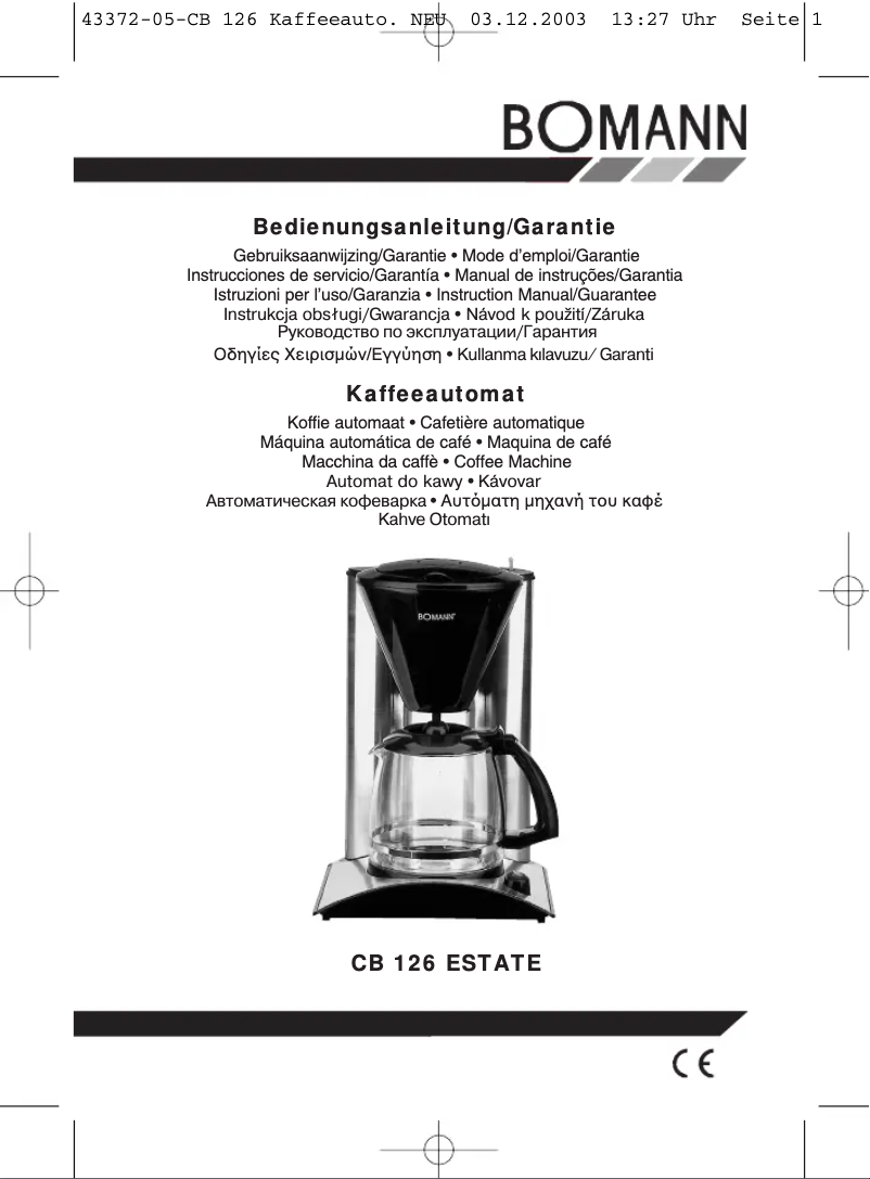 First page image of the manual for CB 126