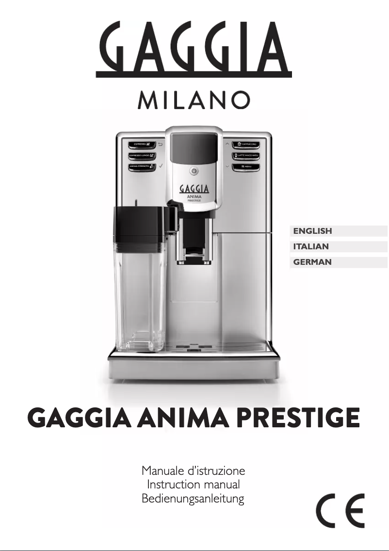 Page 1 of the manual User Manual Gaggia Anima Prestige RI8762