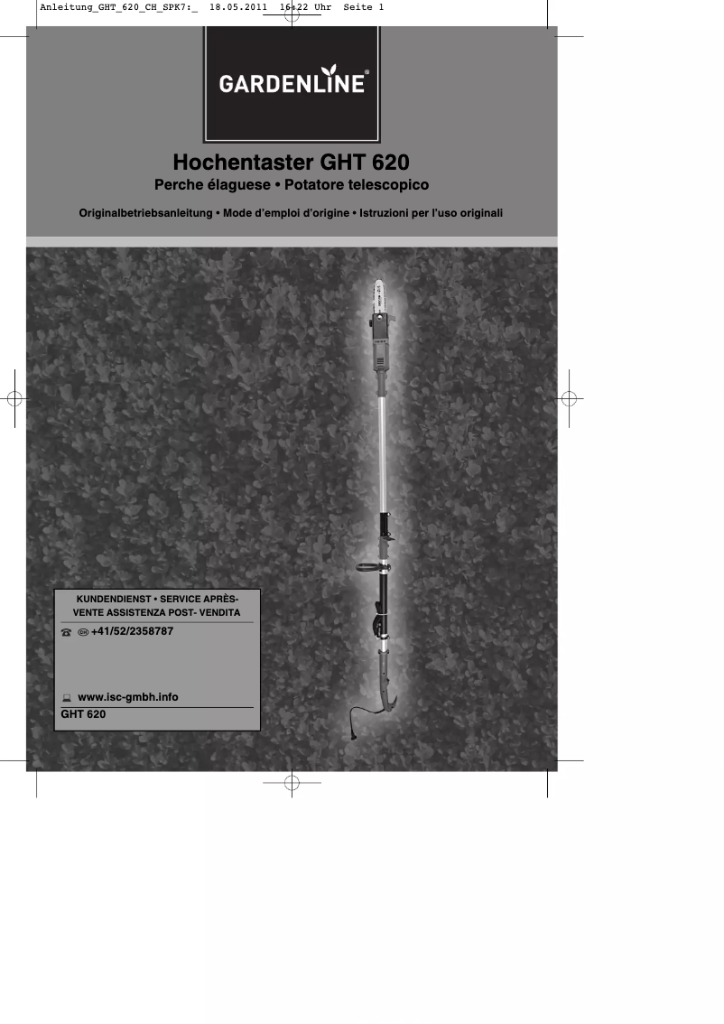 Page 1 of the manual User Manual Gardenline GHT 620