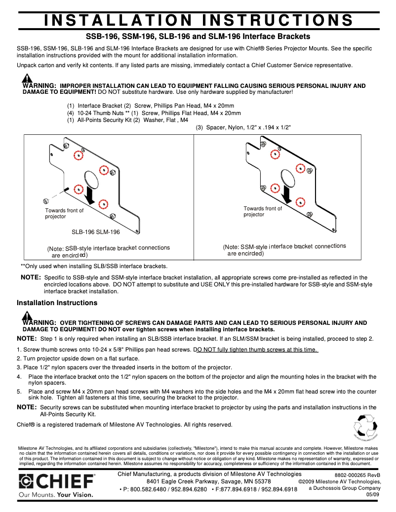 First page image of the manual for RSMA196