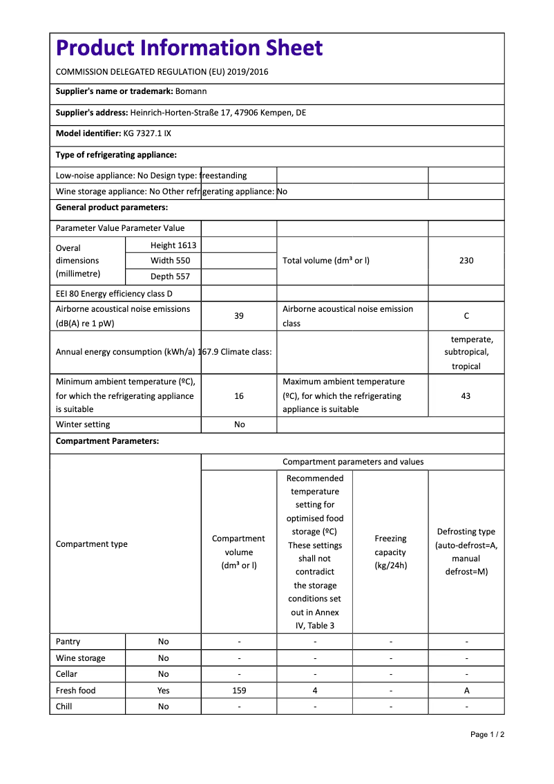 First page image of the manual for KG 7327.1