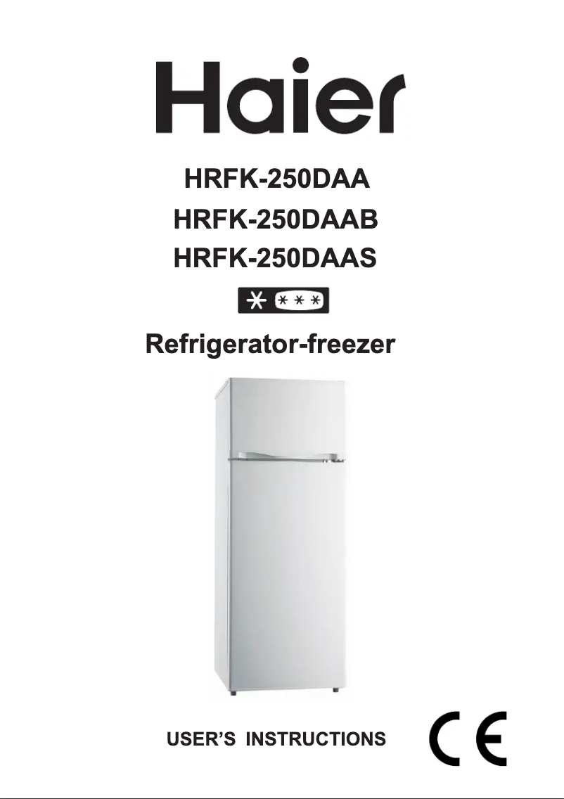 First page image of the manual for HRFK-250DAAB