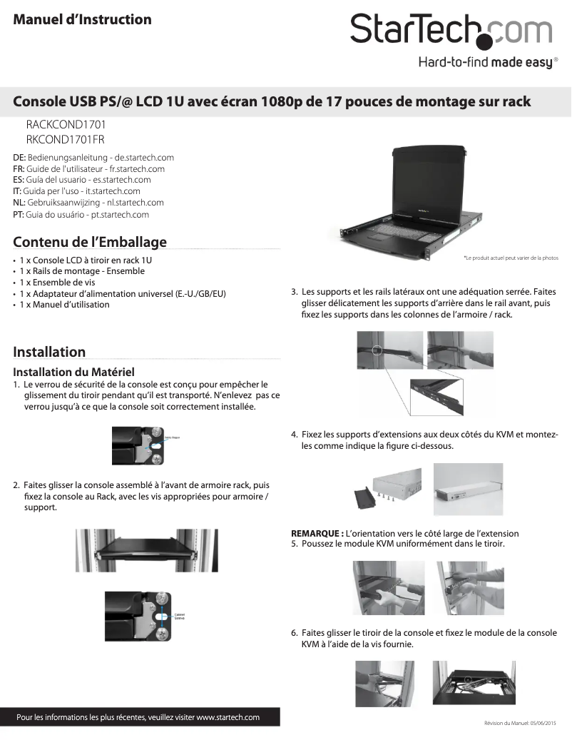 First page image of the manual for RKCOND1701