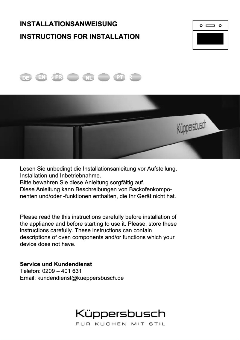 Page 1 of the manual User Manual Küppersbusch BP6550.0S