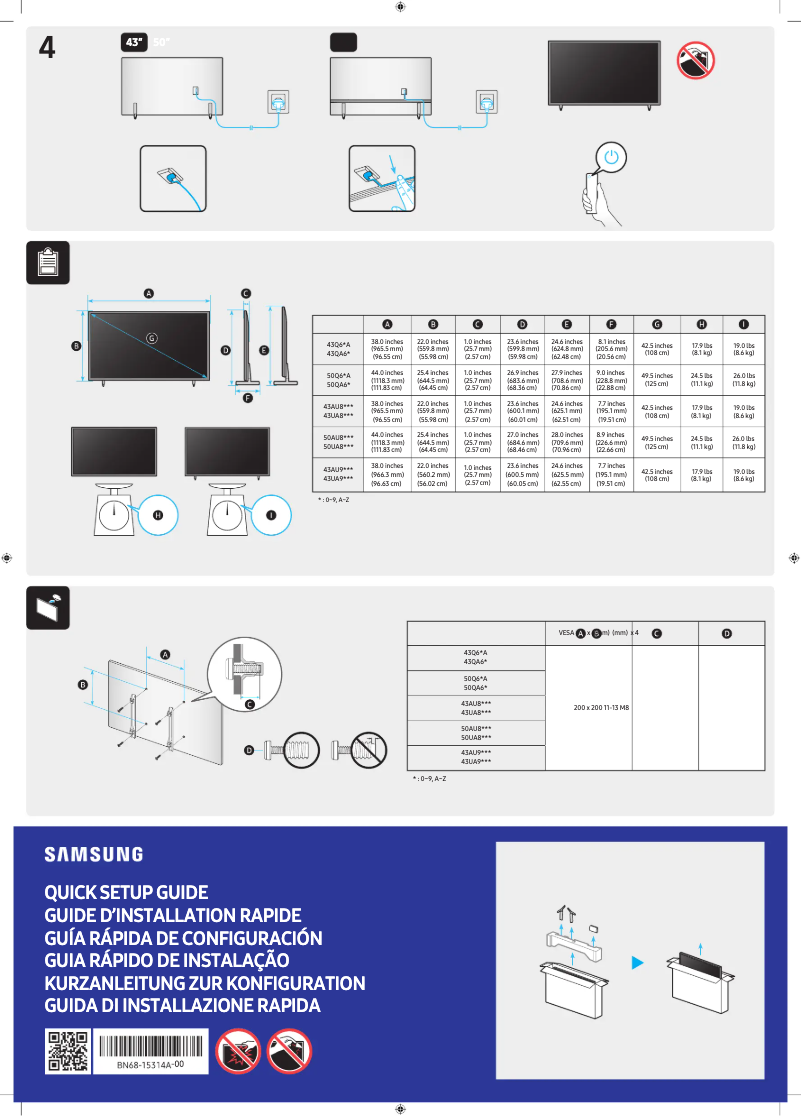 First page image of the manual for QA43Q60ABK