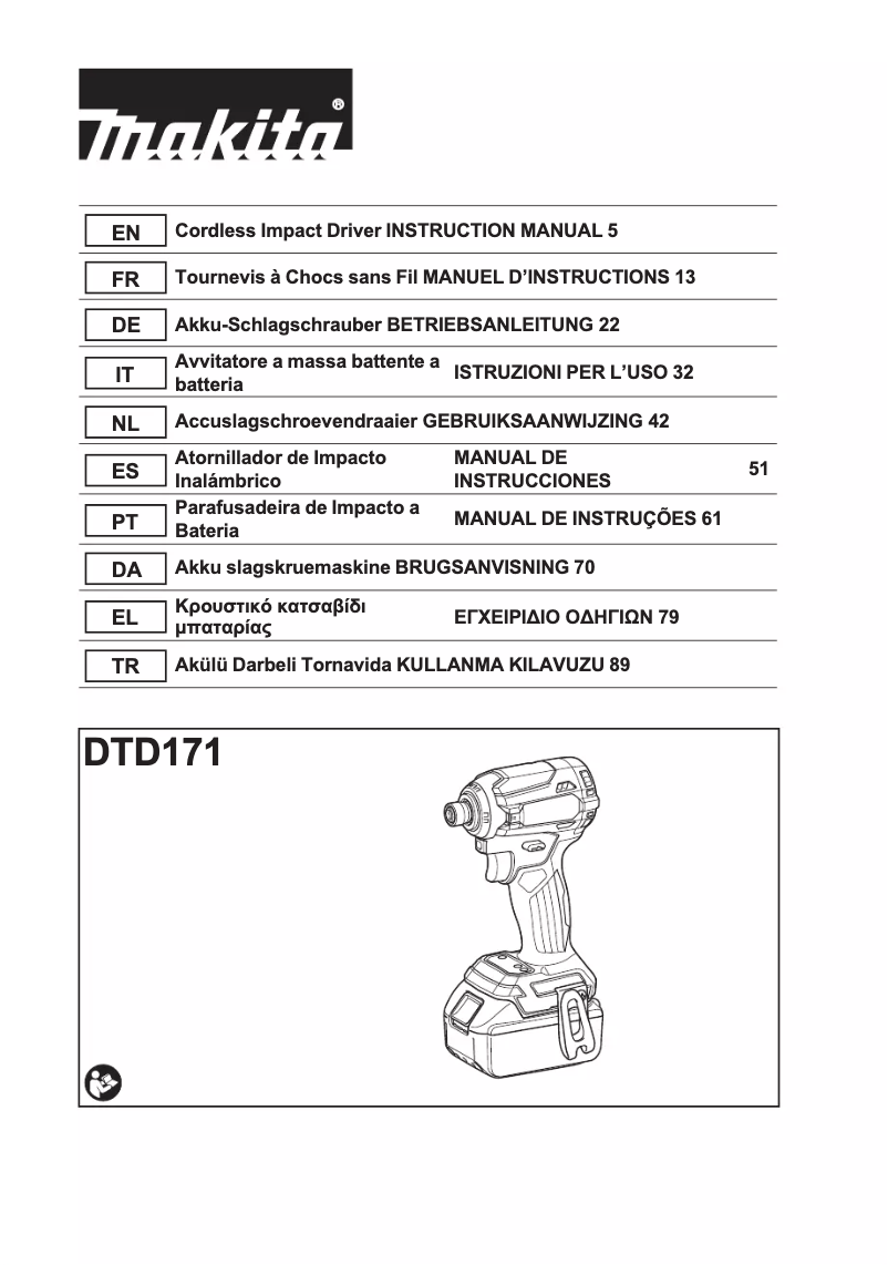 Page 1 of the manual User Manual Makita DTD171Z