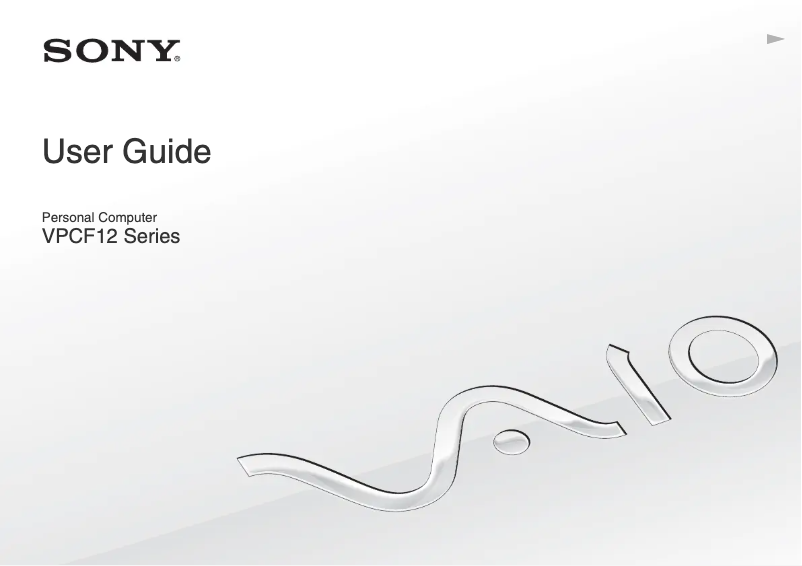 First page image of the manual for Vaio VPCF12KFX