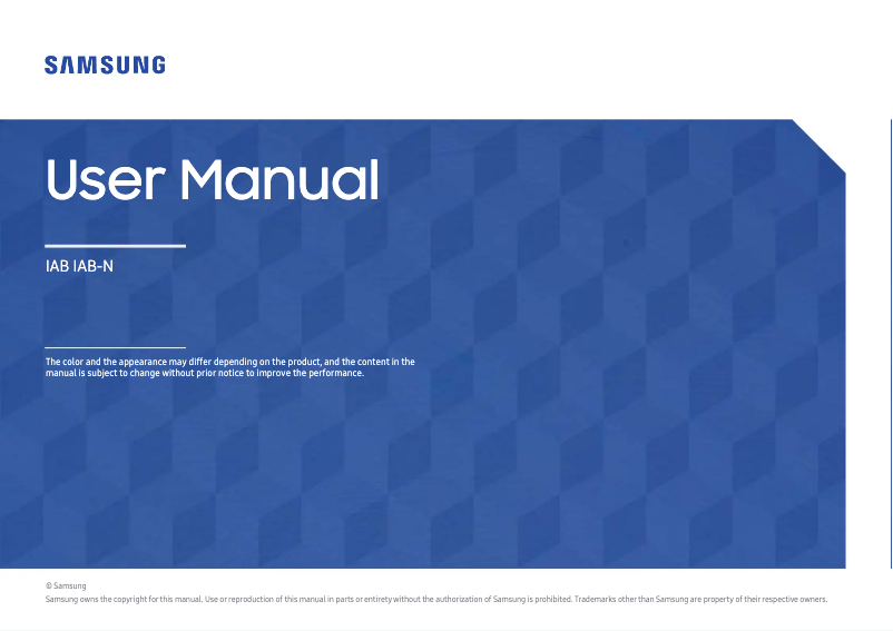 Page 1 of the manual User Manual Samsung IAB 110 2K