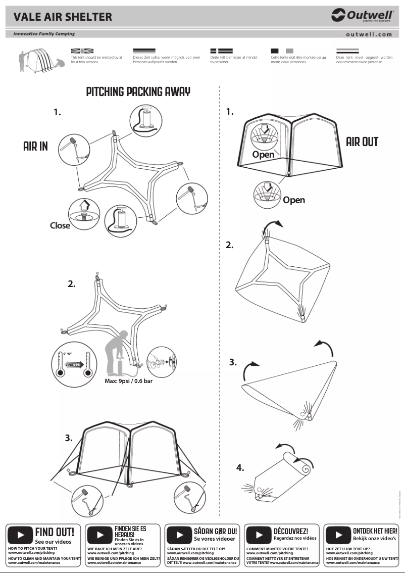 Page 1 of the manual User Manual Outwell Vale Air Shelter