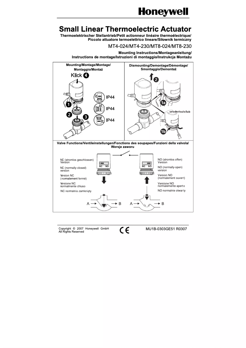Page 1 of the manual User Manual Honeywell MT4