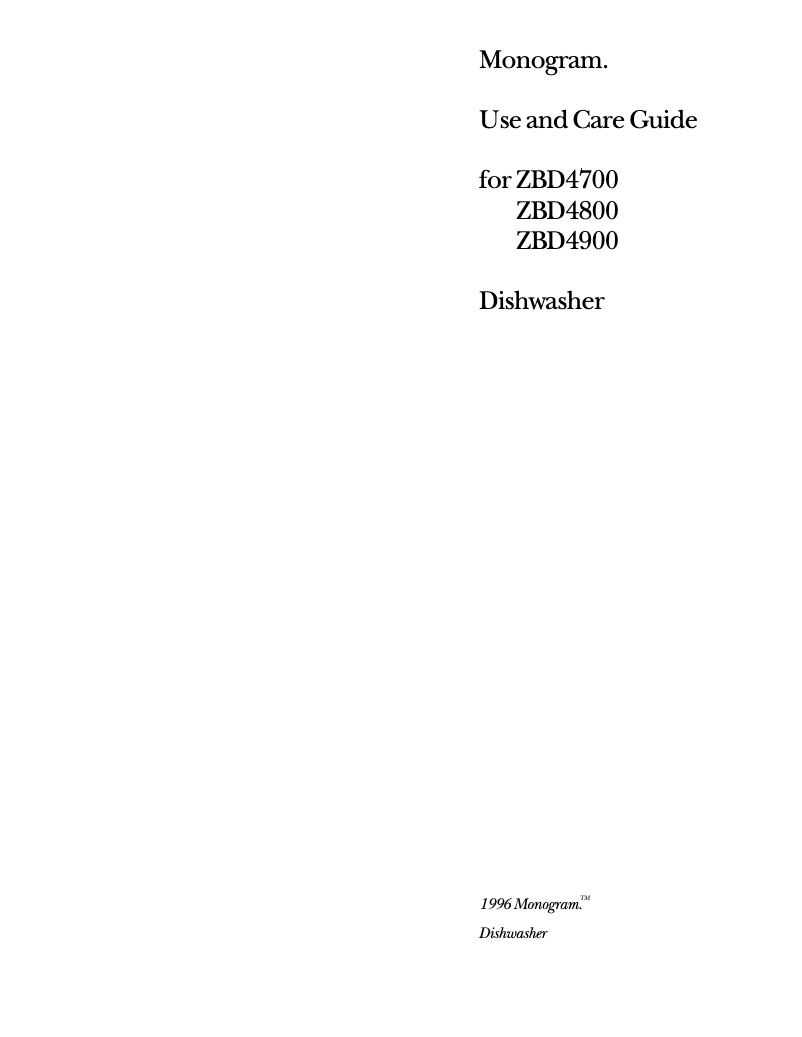 Page 1 of the manual Use and Maintenance Manual GE ZBD4700XBB