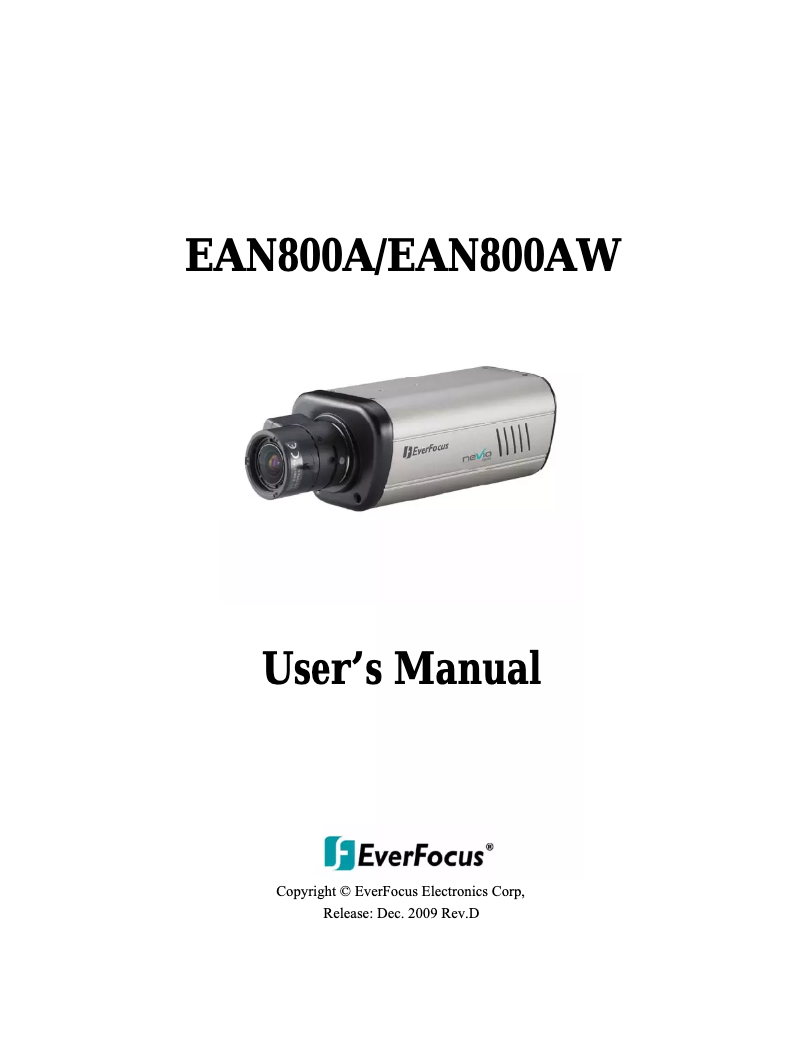 First page image of the manual for EAN800AW