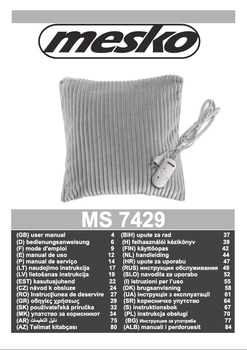 Page 1 de la notice Manuel utilisateur Mesko MS 7429