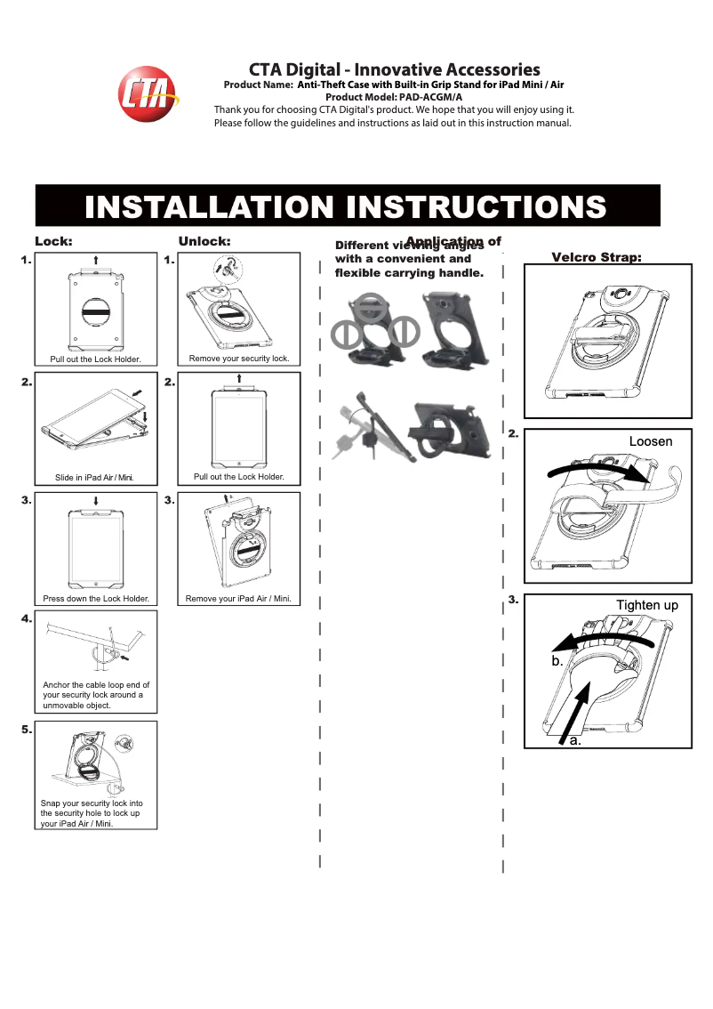 First page image of the manual for PAD-ACGA