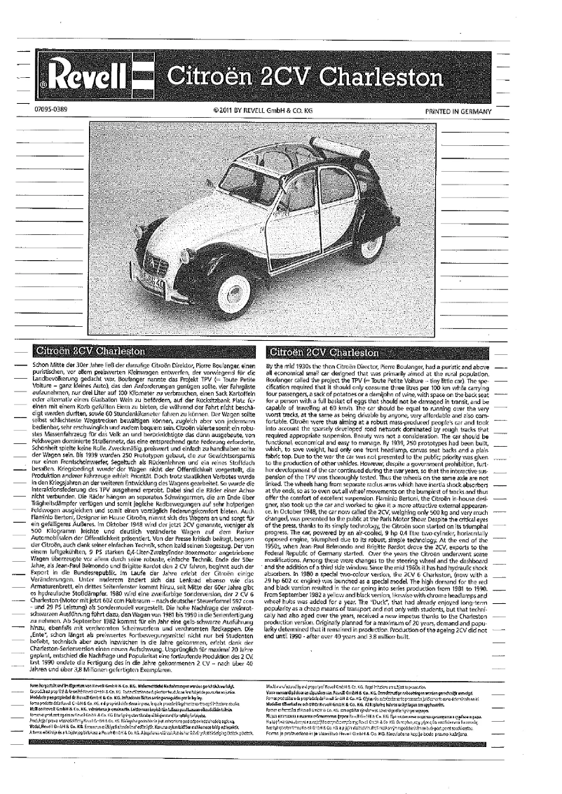 First page image of the manual for Citroen 2CV CHARLESTON