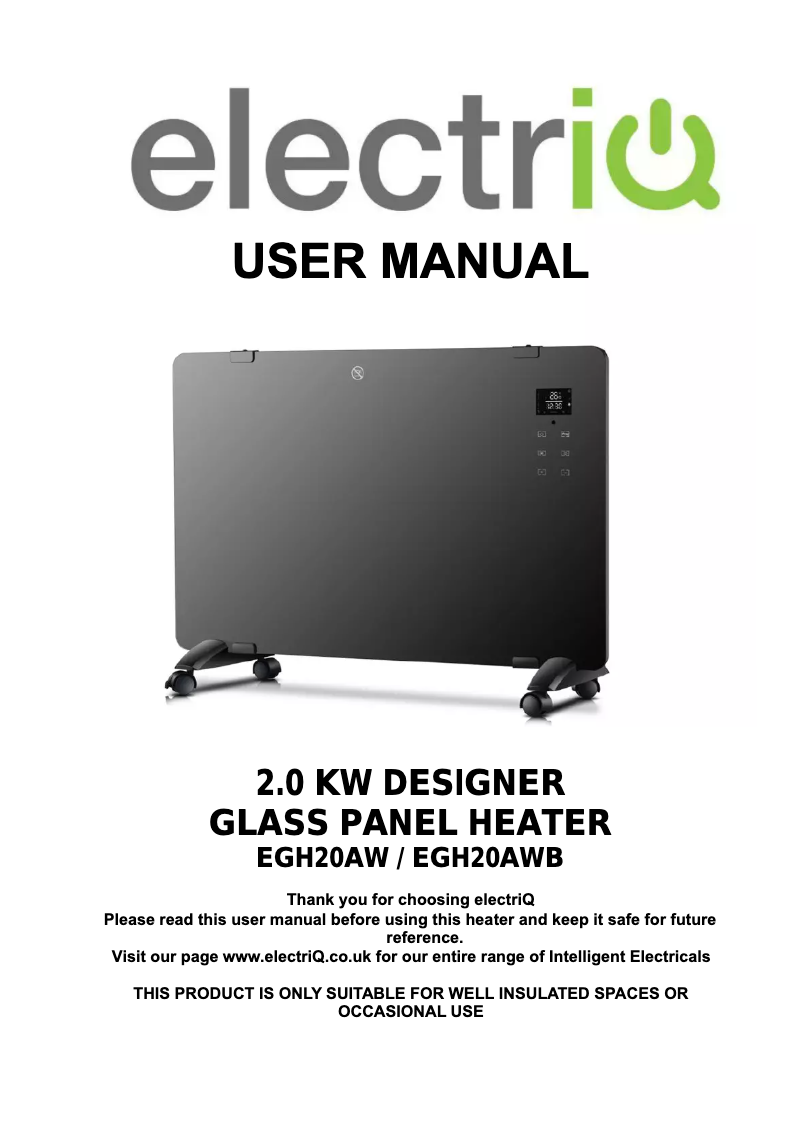 First page image of the manual for EGH20AW