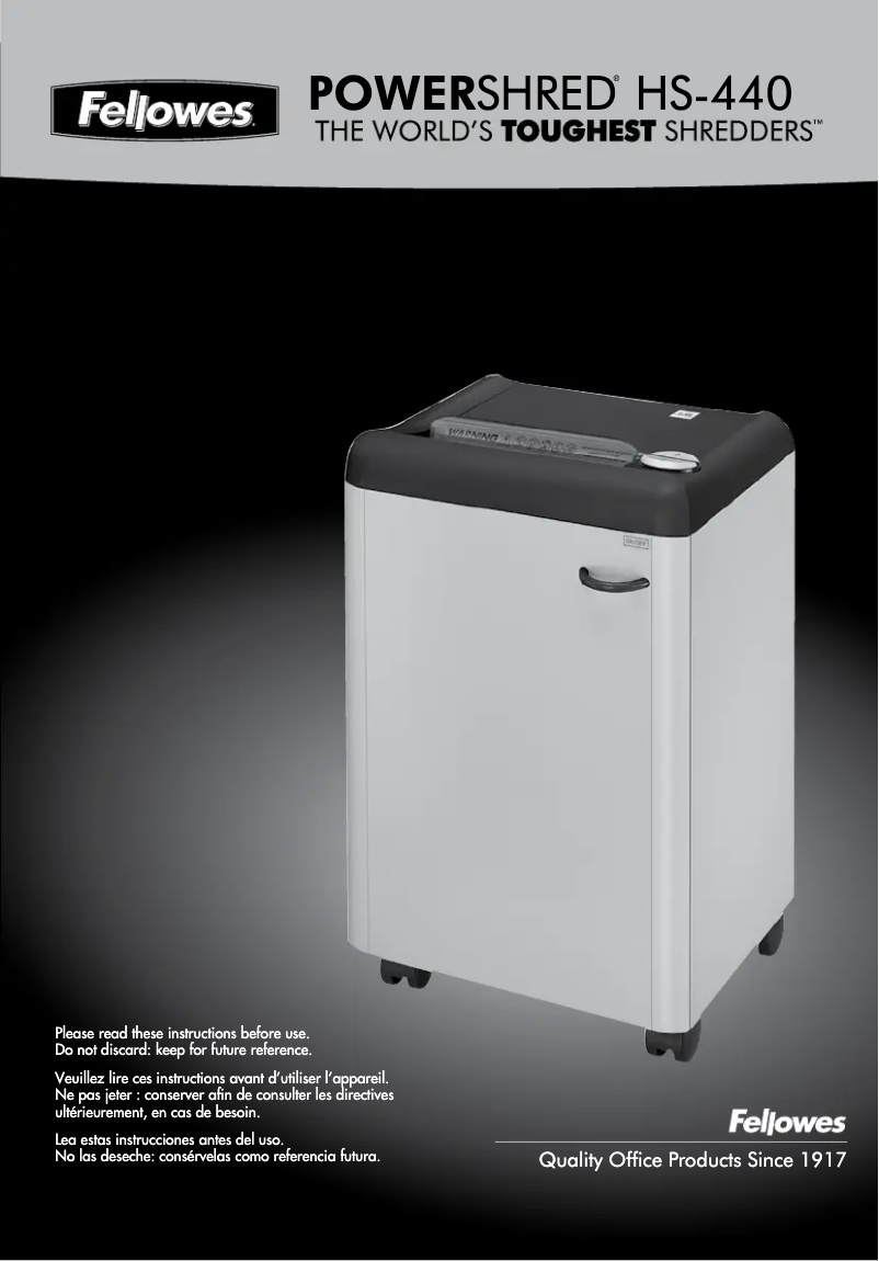 First page image of the manual for Powershred HS-440