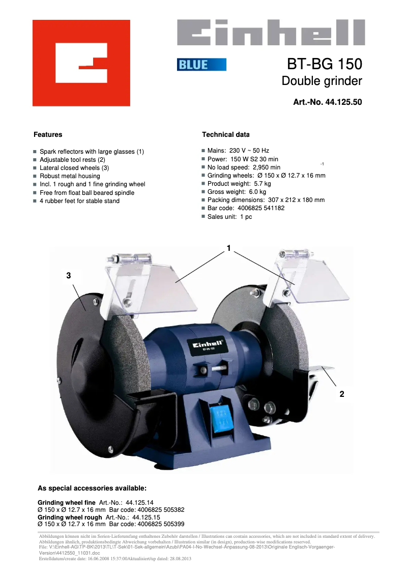 First page image of the manual for BT-BG 150