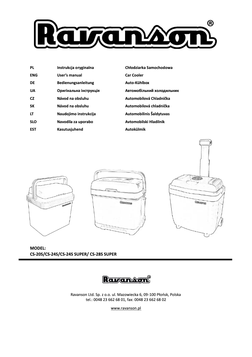 Page 1 of the manual User Manual Ravanson CS-24S Super