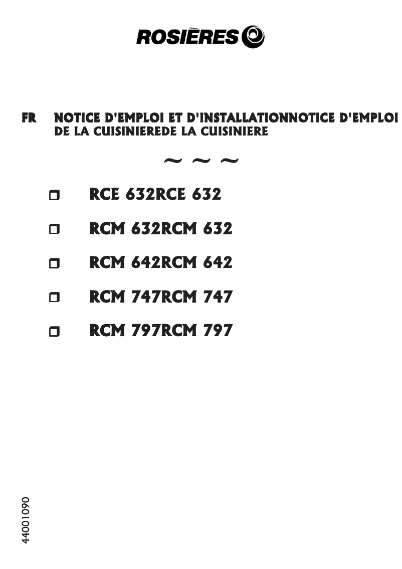 Page 1 of the manual User Manual Rosieres RCM 747 RURB