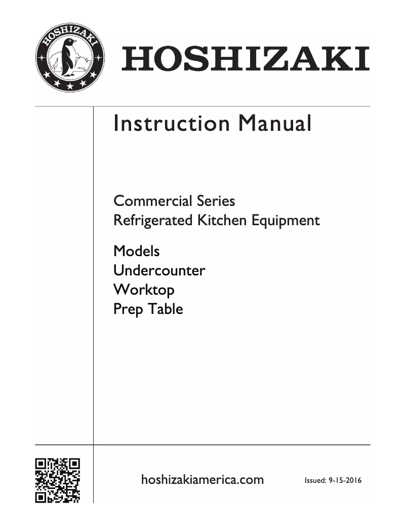 Page 1 of the manual Use and Maintenance Manual Hoshizaki Commercial CRMR48