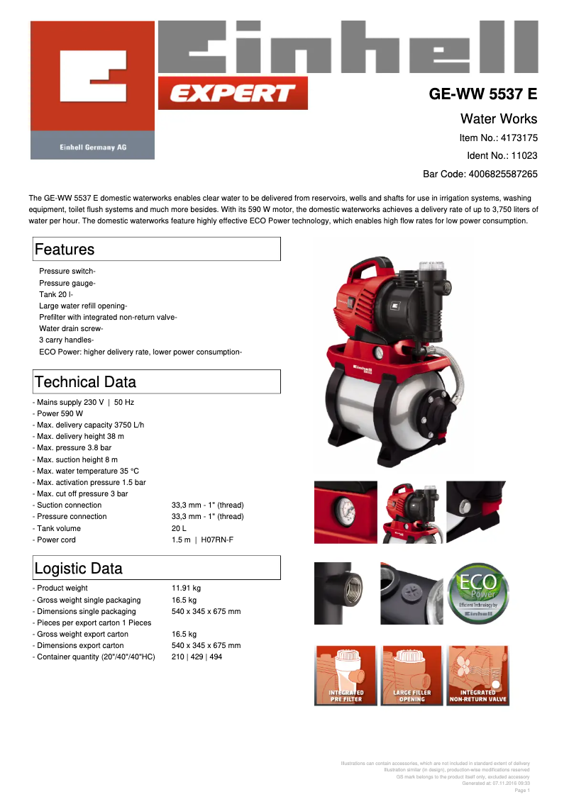 First page image of the manual for GE-WW 5537 E